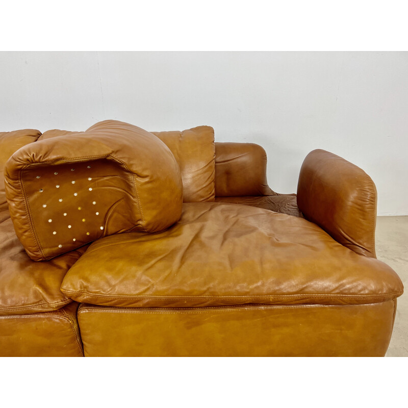 Canapé vintage Confidential en cuir par Alberto Rosselli pour Saporiti Italia