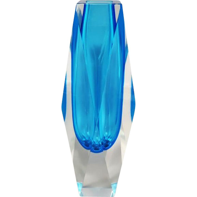 Blaue Vintage-Vase von Flavio Poli für Seguso, Italien 1960