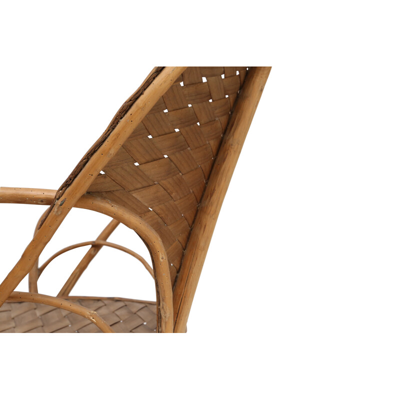 French lounge chair in rattan - 1960s