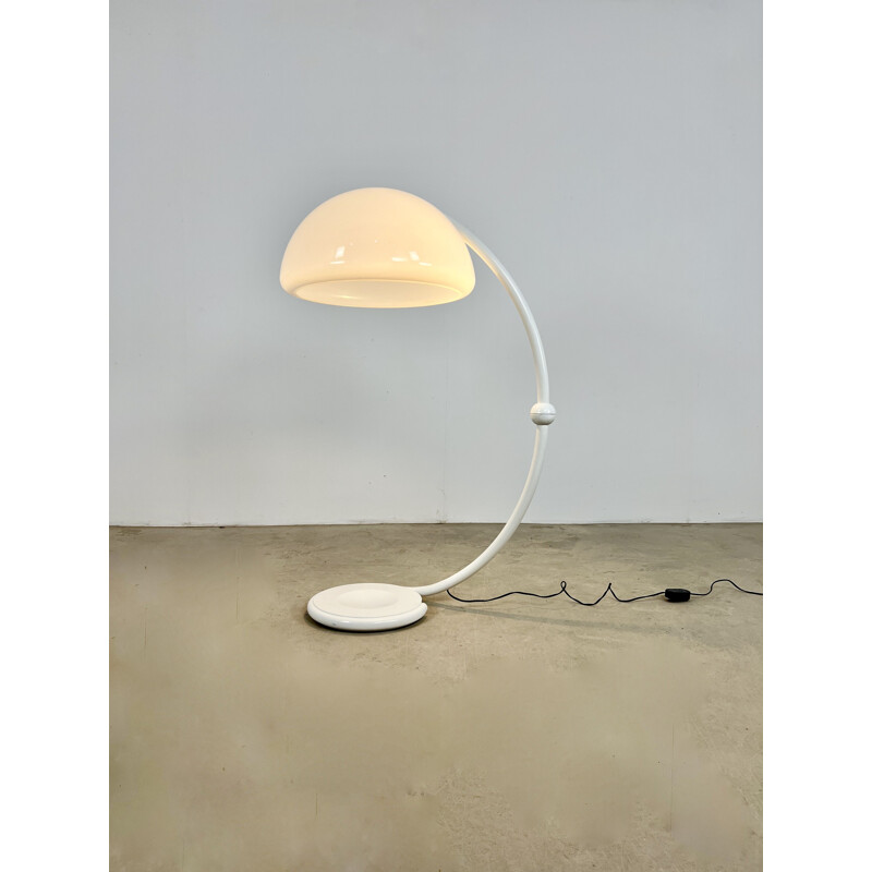 Vintage white snake floor lamp by Elio Martinelli for Martinelli Luce, 1960