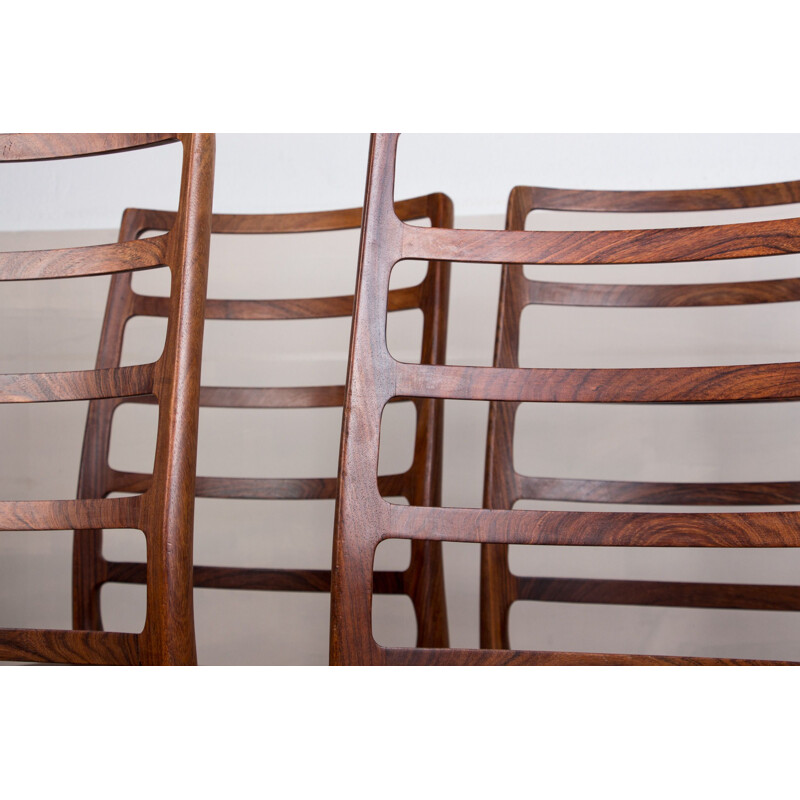 Set of 4 vintage Danish chairs in Rio rosewood by Niels Otto Moller