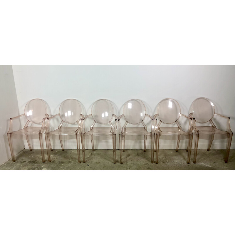 Juego de 6 sillones vintage Louis Ghost de Philippe Starck para Kartell