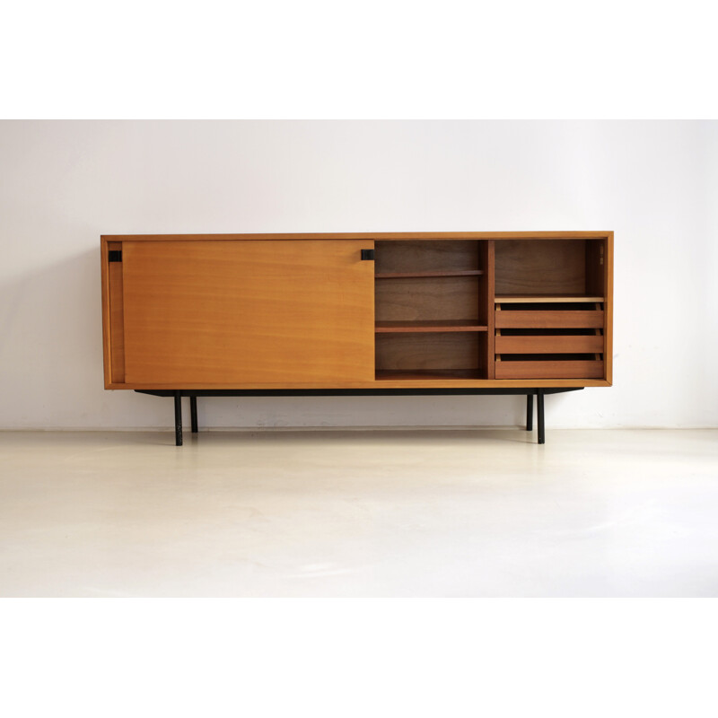 French Meubles TV sideboard in elm, Alain RICHARD - 1950s