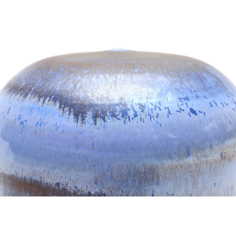 Italian vase in blue ceramic, Antonio LAMPECCO - 1970s