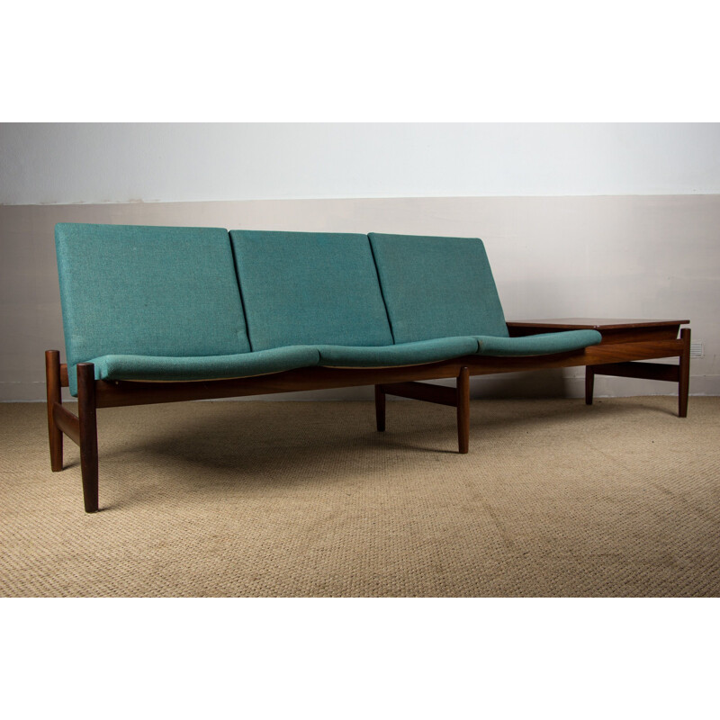Scandinavian vintage 3-seater modular sofa in teak and fabric by Gunnar Sørlie for Karl Sørlie & Sønner