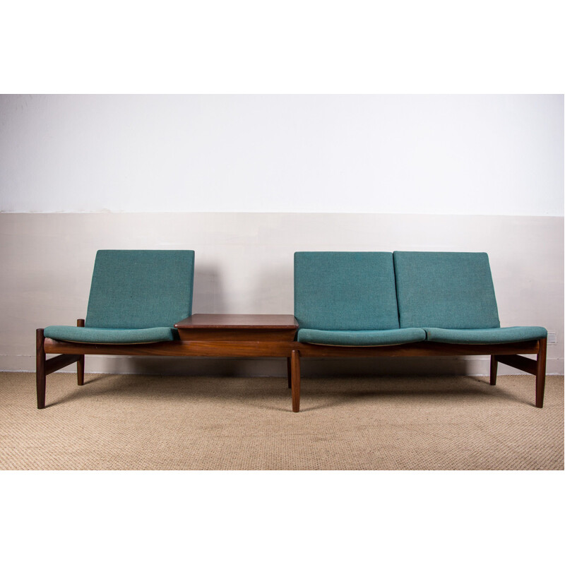 Skandinavisches Vintage 3-Sitzer-Modulsofa aus Teakholz und Stoff von Gunnar Sørlie für Karl Sørlie
