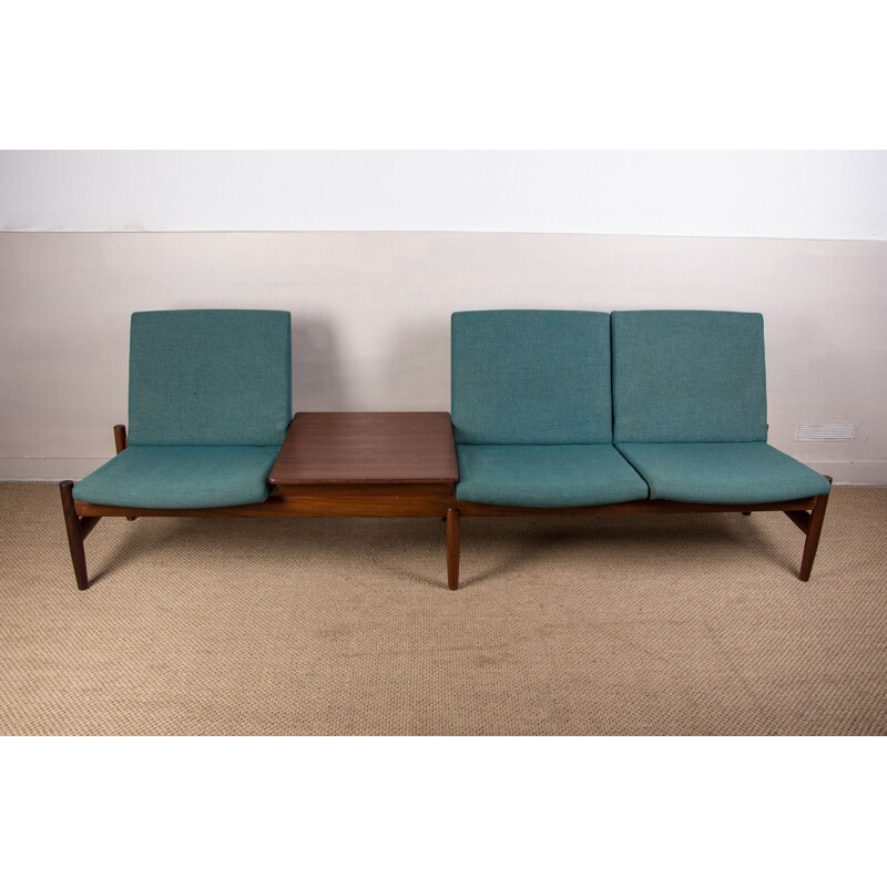 Scandinavian vintage 3-seater modular sofa in teak and fabric by Gunnar Sørlie for Karl Sørlie & Sønner