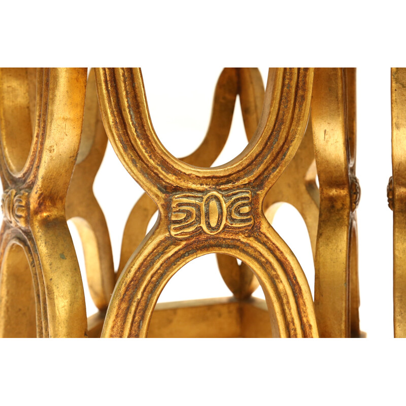 Paire de tables d'appoint en bois doré et marbre Calacatta - 1940 