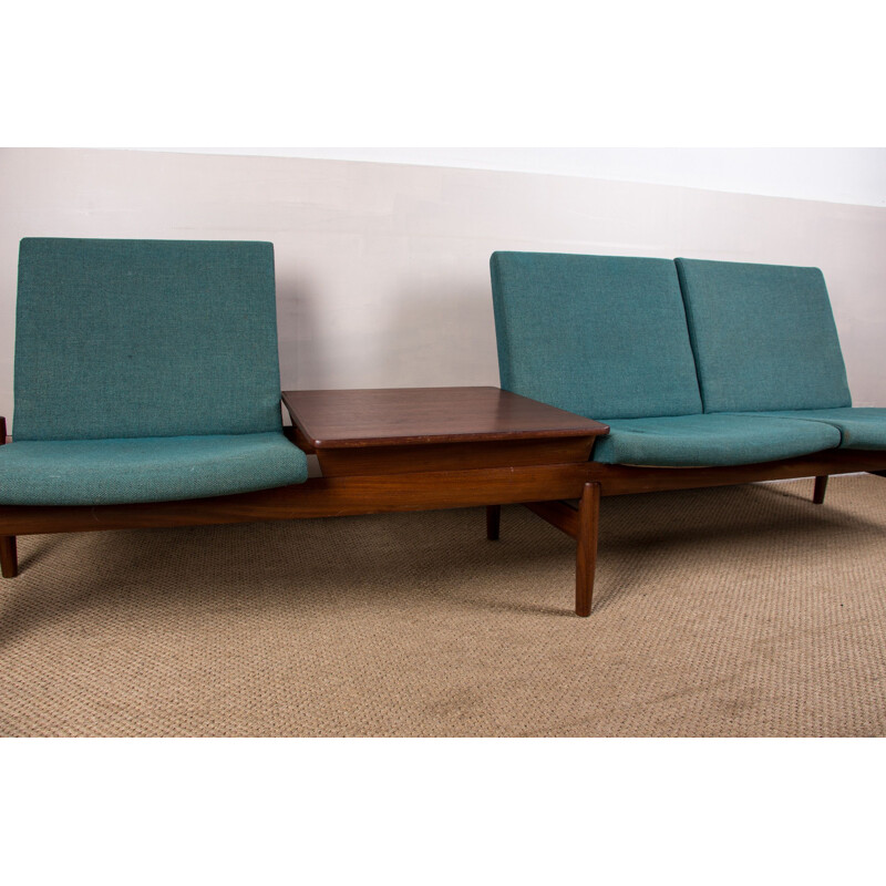 Scandinavian vintage 3-seater modular sofa in teak and fabric by Gunnar Sørlie for Karl Sørlie & Sønner