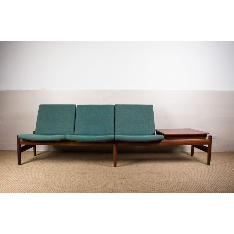 Scandinavian vintage 3-seater modular sofa in teak and fabric by Gunnar Sørlie for Karl Sørlie & Sønner