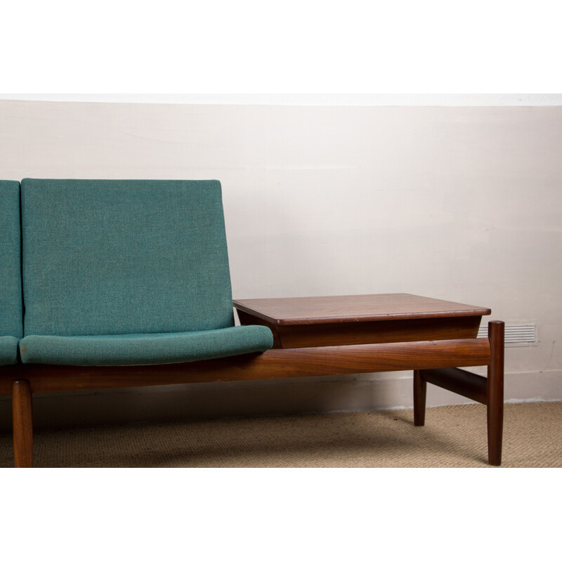 Scandinavian vintage 3-seater modular sofa in teak and fabric by Gunnar Sørlie for Karl Sørlie & Sønner