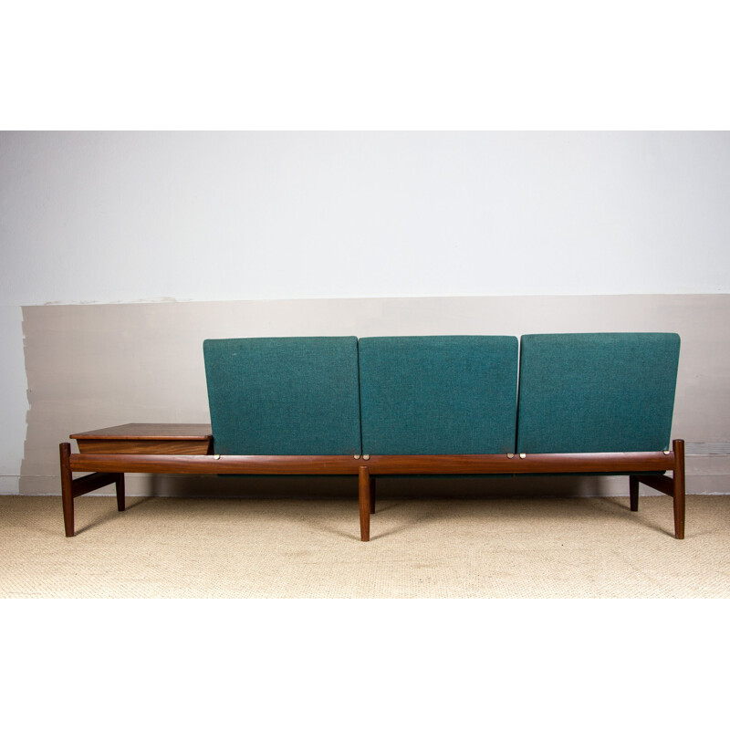 Skandinavisches Vintage 3-Sitzer-Modulsofa aus Teakholz und Stoff von Gunnar Sørlie für Karl Sørlie