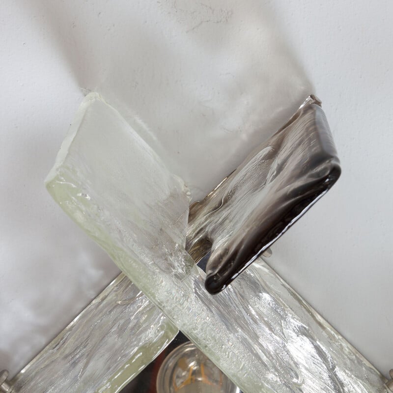 Applique vintage en verre épais de Murano par Carlo Nason pour Mazzega, 1970