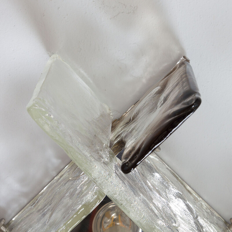 Vintage wall lamp in thick Murano glass by Carlo Nason for Mazzega, 1970s