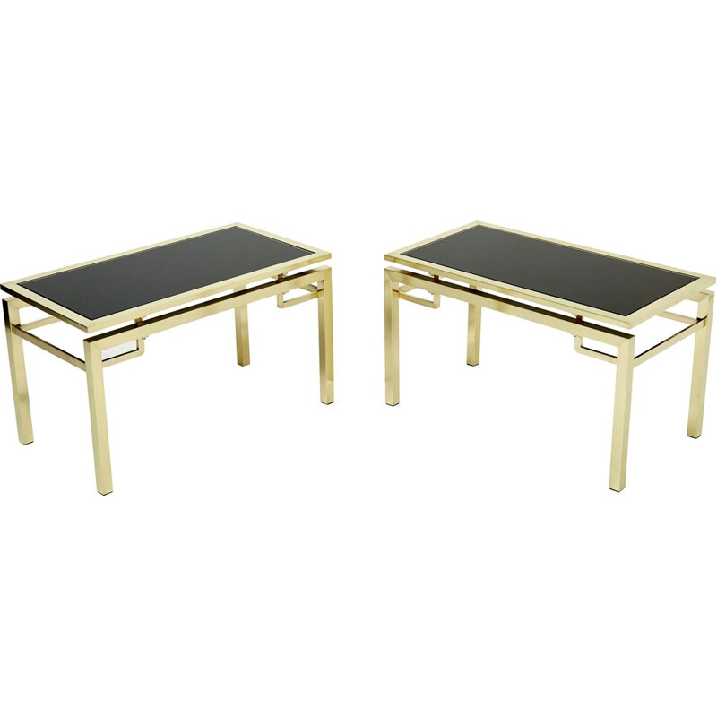 Pair of vintage brass side tables by Guy Lefevre for Maison Jansen, 1970