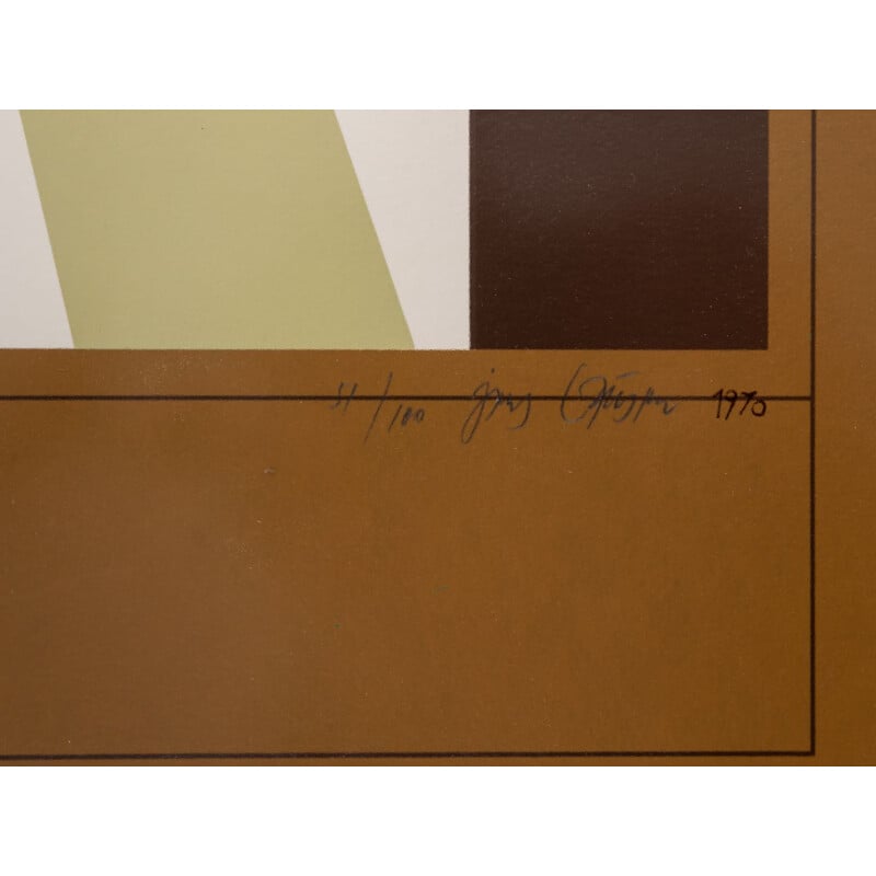 Litografia d'epoca "Carta n. 15 - Il passo falso proietta la sua ombra davanti a noi" en bois de frêne, 1970