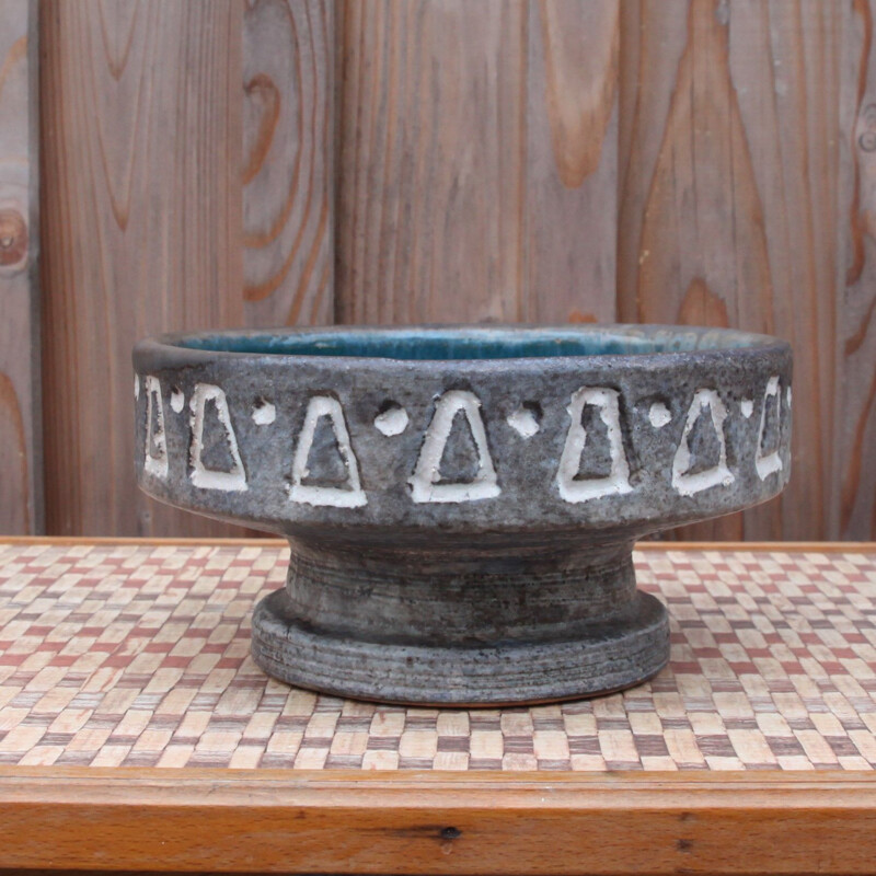 Vintage glazed stoneware bowl, Denmark 1950