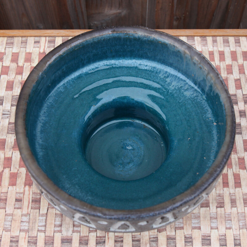 Vintage glazed stoneware bowl, Denmark 1950
