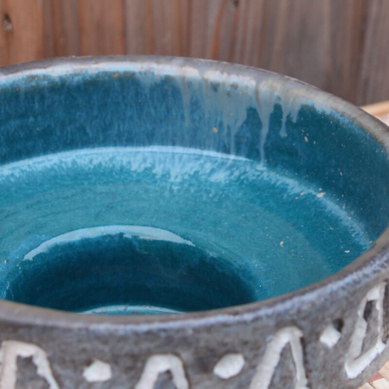 Vintage glazed stoneware bowl, Denmark 1950