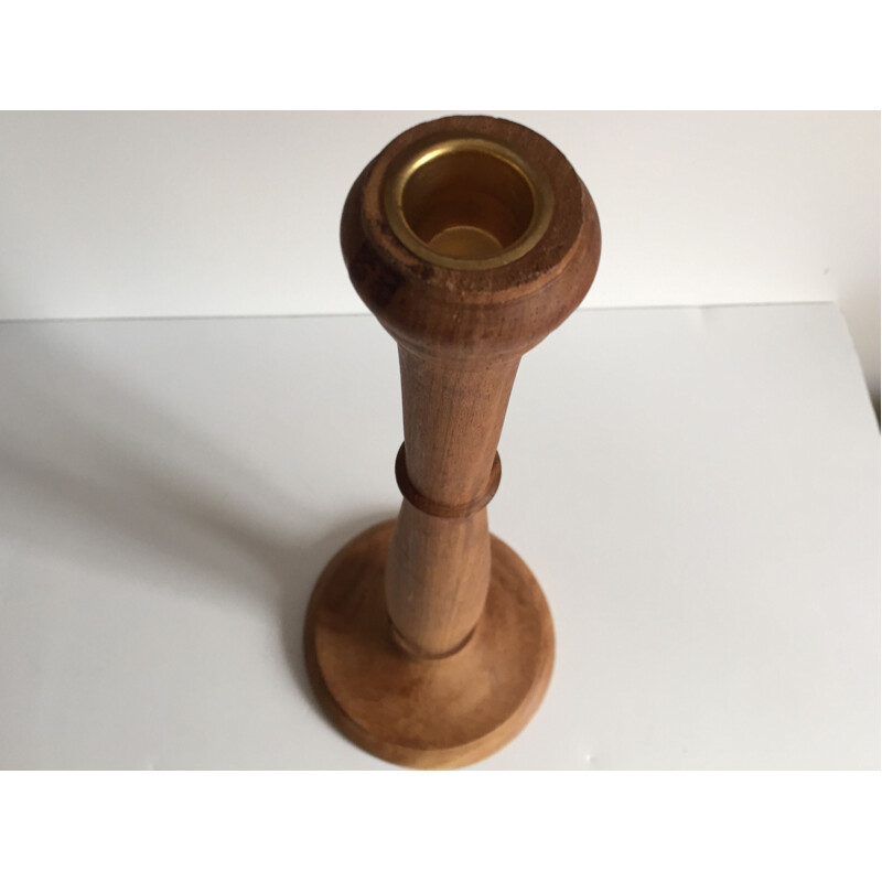 Scandinavian candlestick in solid teak