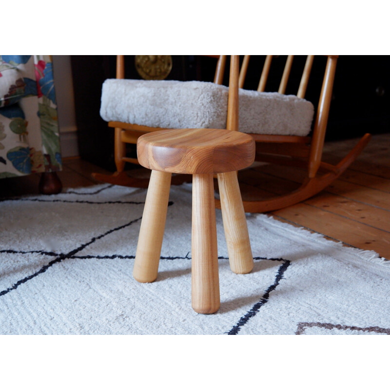 Vintage Ingvar Hildingsson stool made is solid pine, Sweden 1980