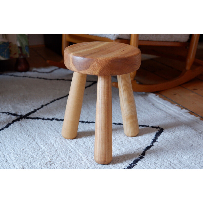 Vintage Ingvar Hildingsson stool made is solid pine, Sweden 1980