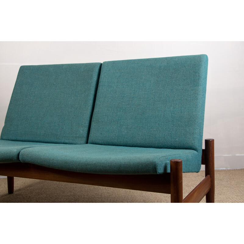 Vintage teak and fabric 2-seater modular sofa by Gunnar Sørlie for Karl Sørlie & Sønner Sarpsborg, 1960