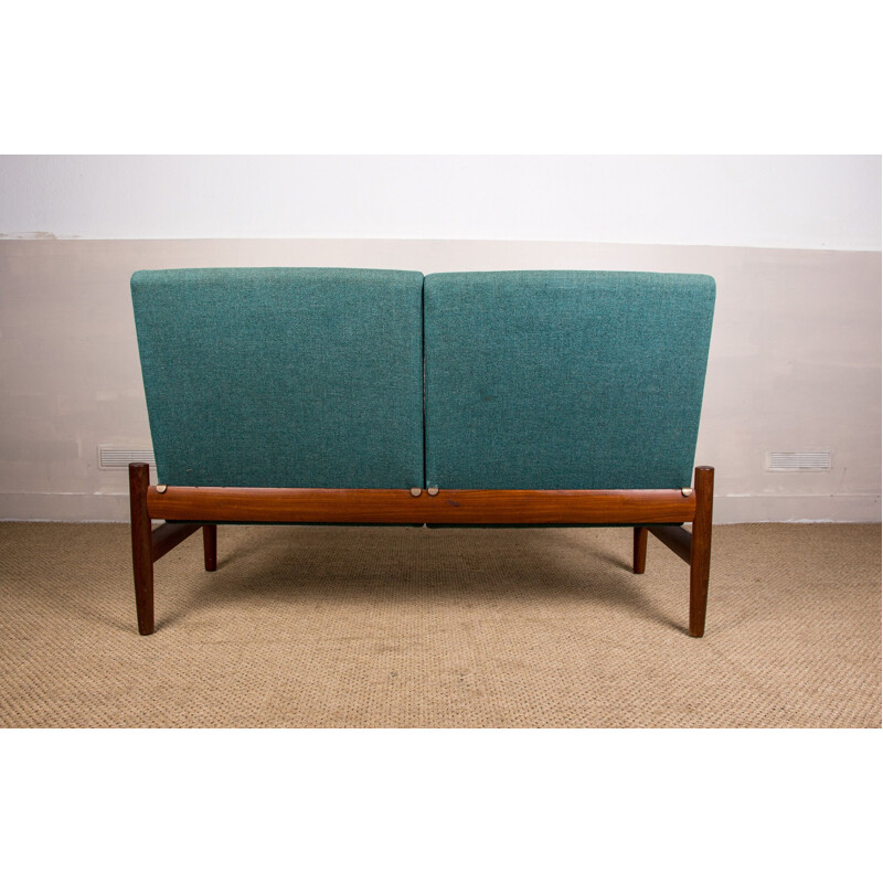 Vintage teak and fabric 2-seater modular sofa by Gunnar Sørlie for Karl Sørlie & Sønner Sarpsborg, 1960