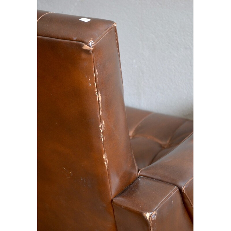 Vintage "Club" armchair in faux leather - 1960 