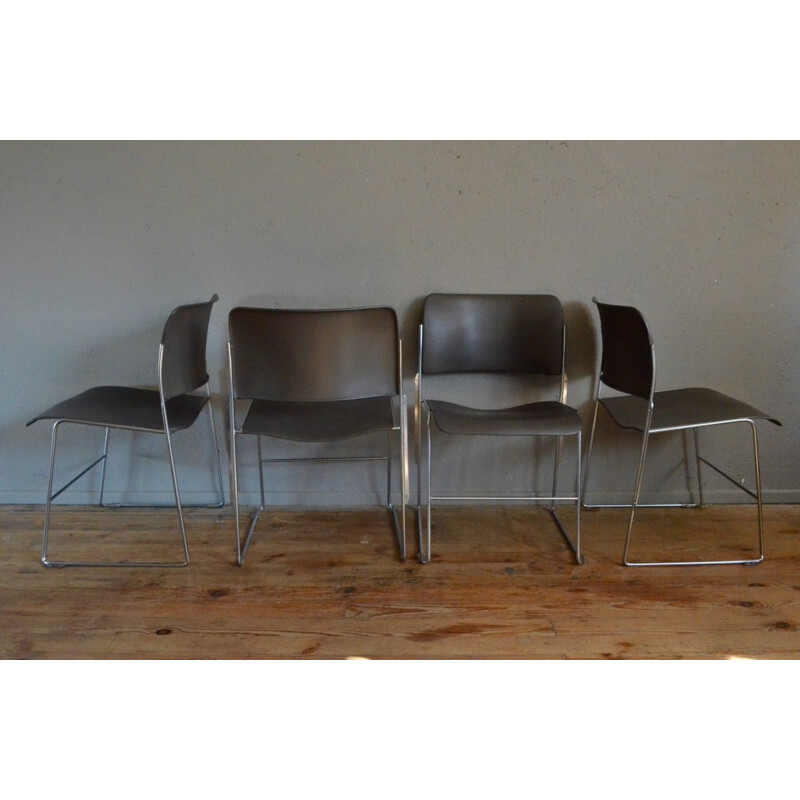 Set of 4 "40/4" chairs in taup color, David ROWLAND - 1960s