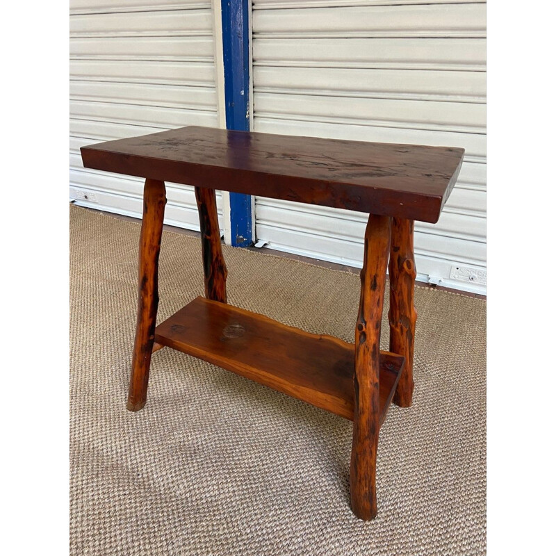 Vintage Brutalist oakwood console, 1950