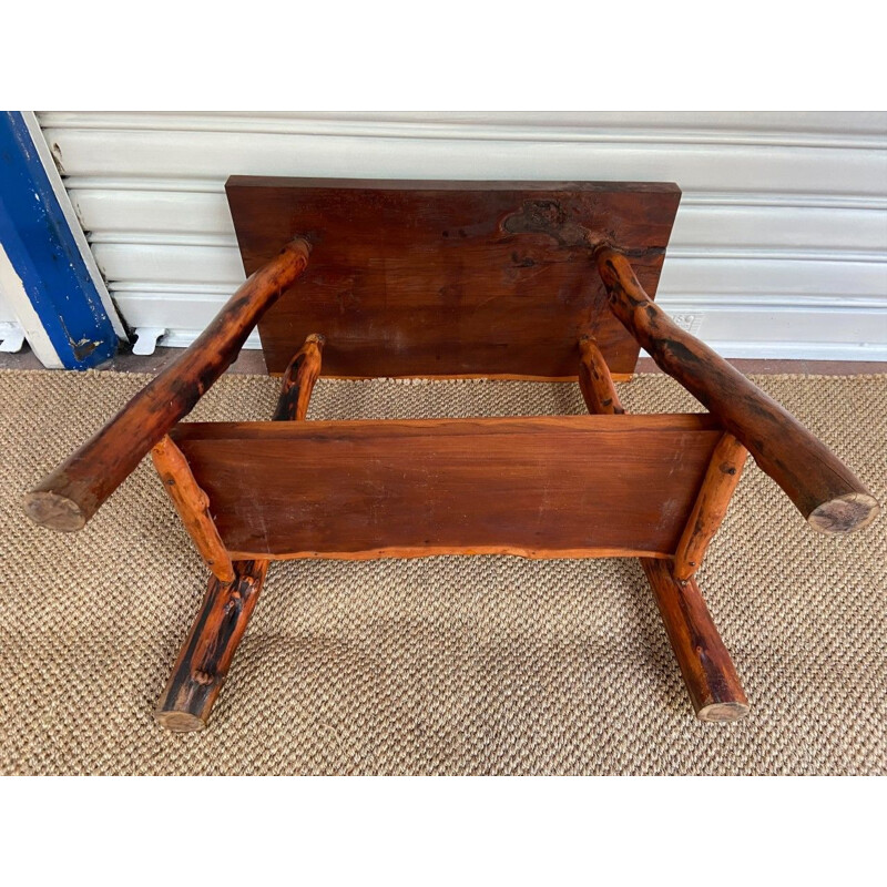 Vintage Brutalist oakwood console, 1950