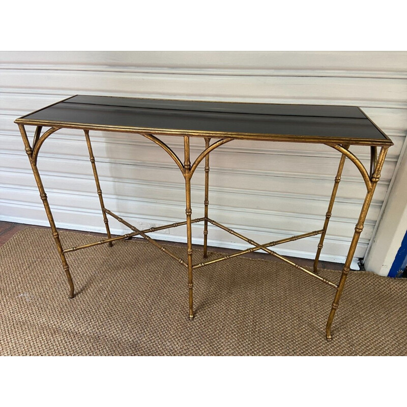 Vintage metal and glass console, 1990