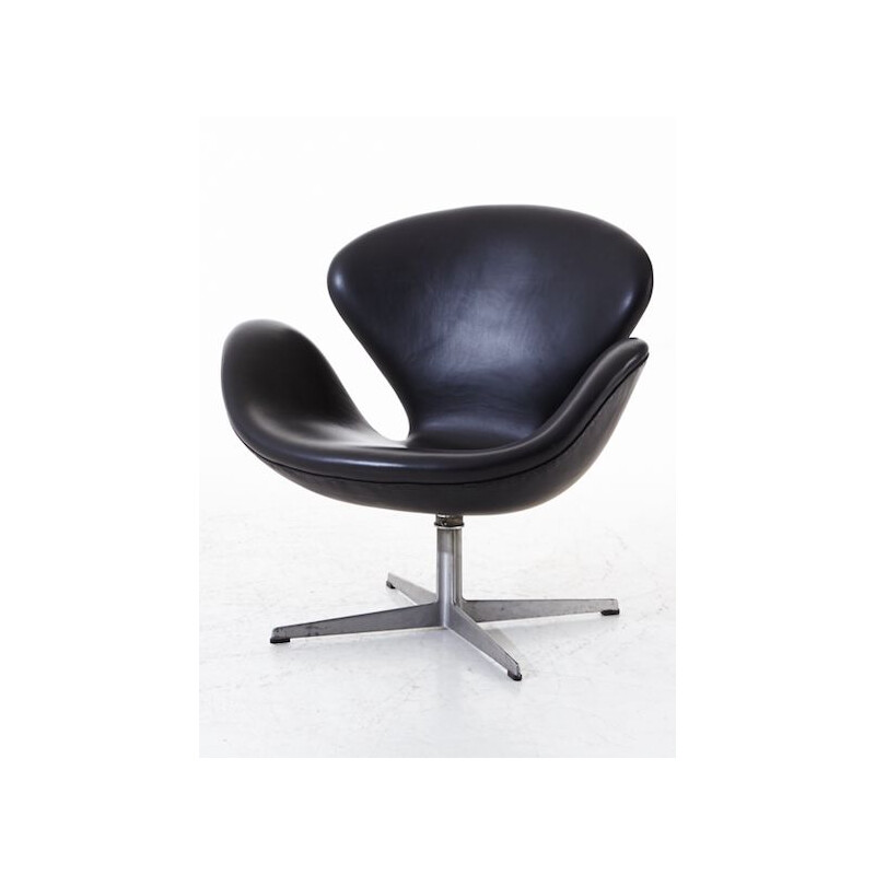 Cadeira de couro Vintage Swan de Arne Jacobsen para Fritz Hansen, Dinamarca 1960