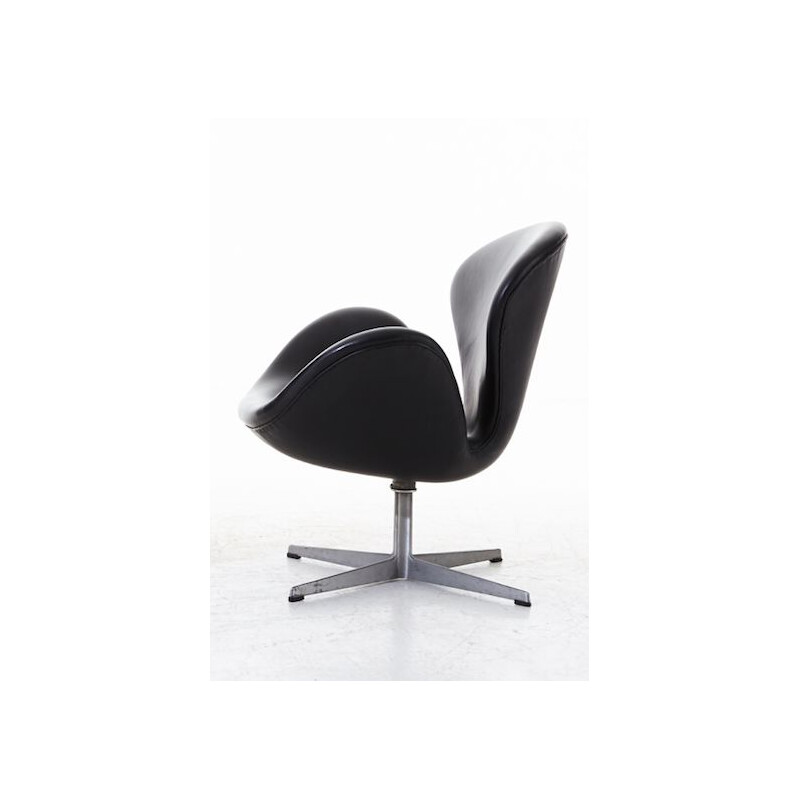 Vintage Swan Ledersessel von Arne Jacobsen für Fritz Hansen, Dänemark 1960