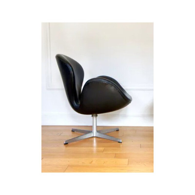 Vintage Swan Ledersessel von Arne Jacobsen für Fritz Hansen, Dänemark 1960