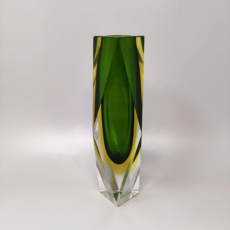 Vintage green vase by Flavio Poli for Seguso, Italy 1960s