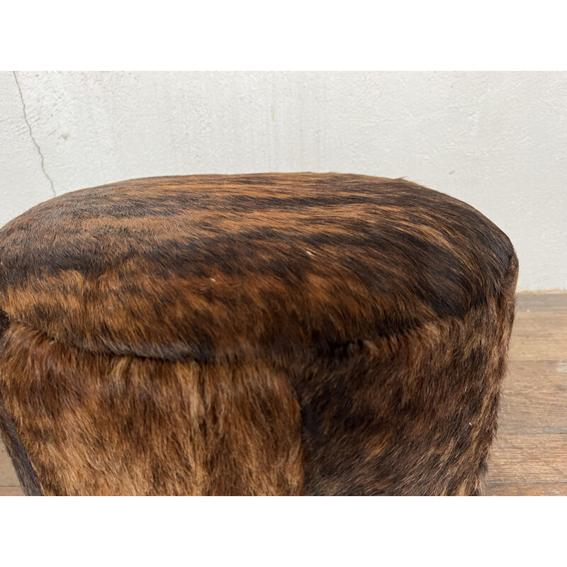 Paire de poufs vintage en peau de vache, 1960-1970