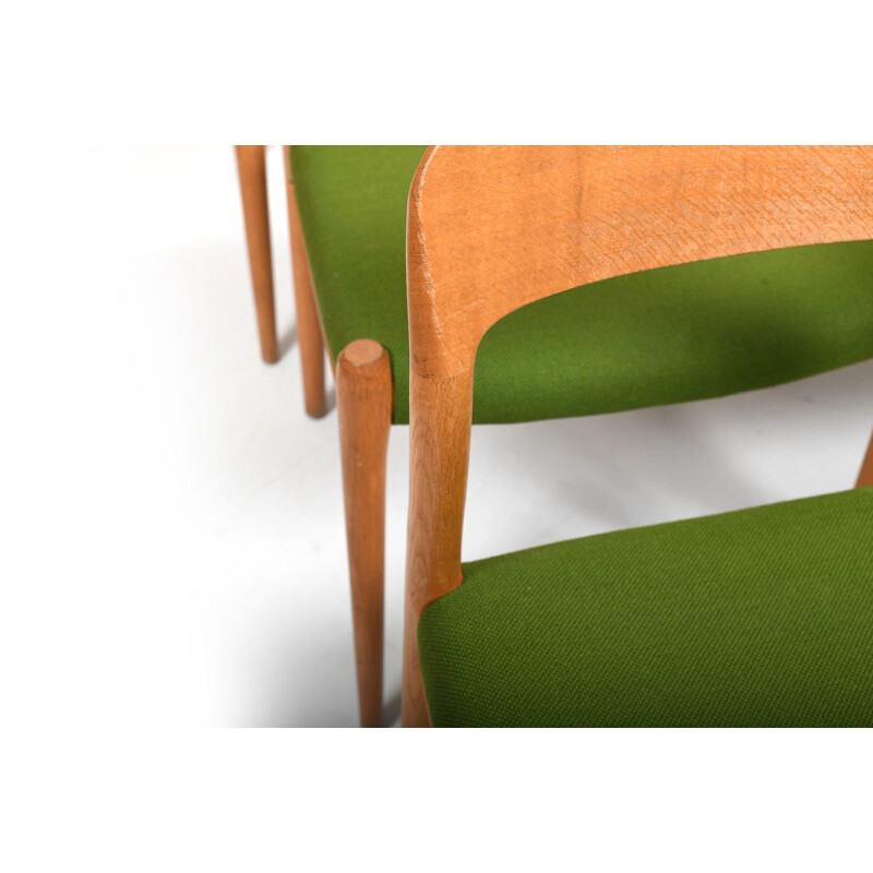 Set of 8 vintage Danish green dining chairs by Niels Otto Møller for J.L. Møllers Møbelfabrik, 1960s