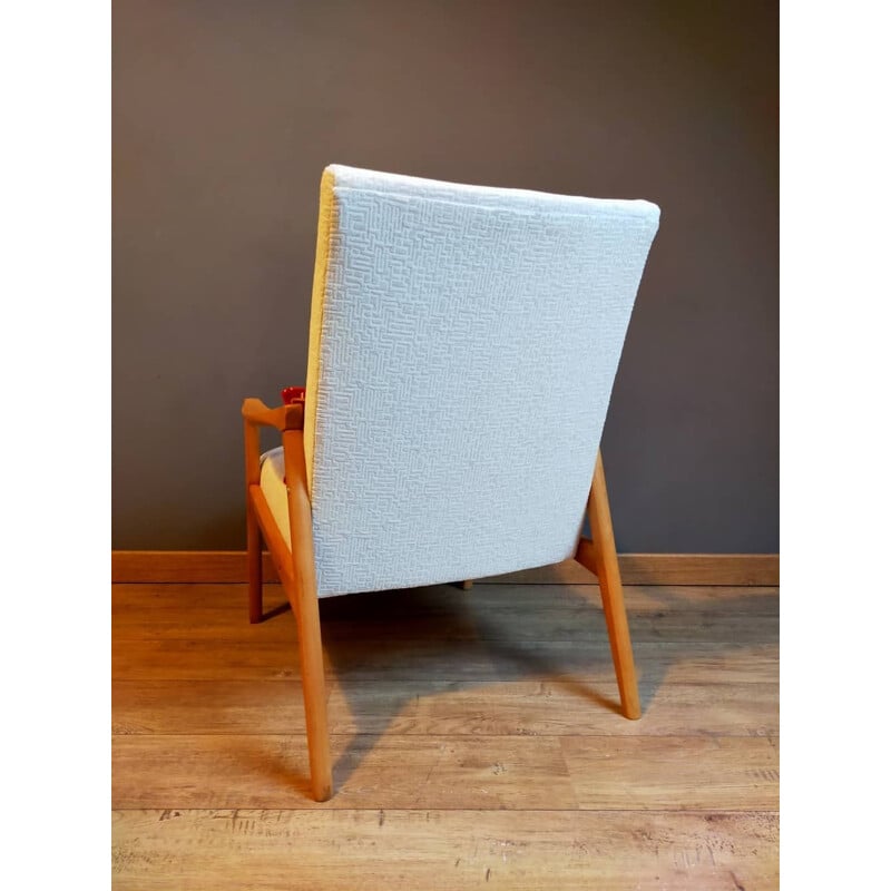 Pair of vintage matte gold oak armchairs by Jiri Jiroutek, 1960