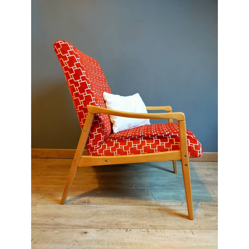 Pair of vintage matte gold oak armchairs by Jiri Jiroutek, 1960