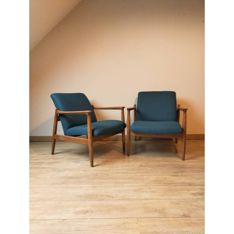 Pareja de sillones vintage de madera de haya de Hedmund Homa, 1960