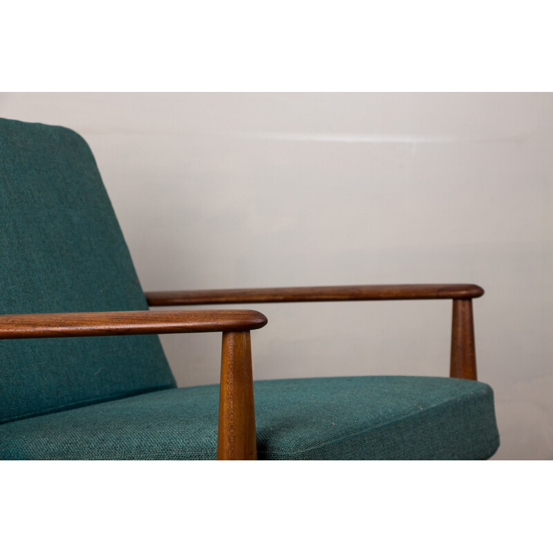Ein Paar dänische Vintage-Sessel aus Teakholz und Stoff von Grete Jalk für Frankreich