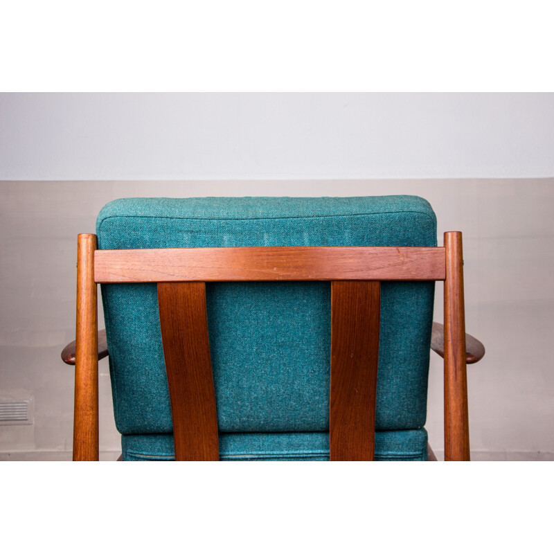 Ein Paar dänische Vintage-Sessel aus Teakholz und Stoff von Grete Jalk für Frankreich