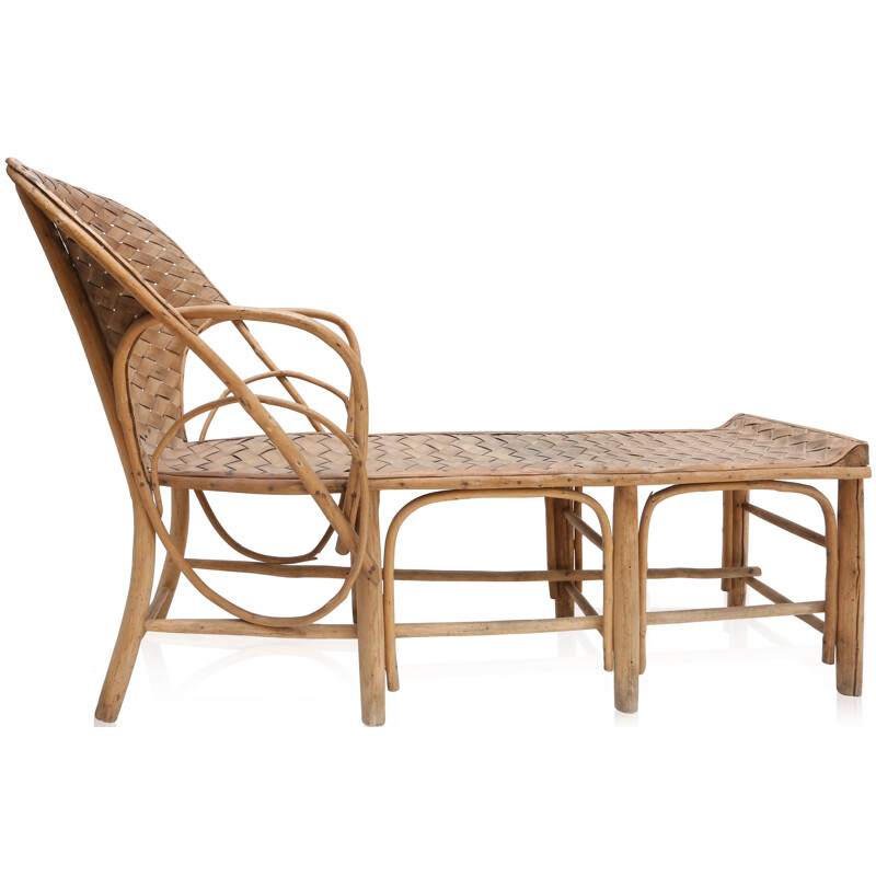 French lounge chair in rattan - 1960s