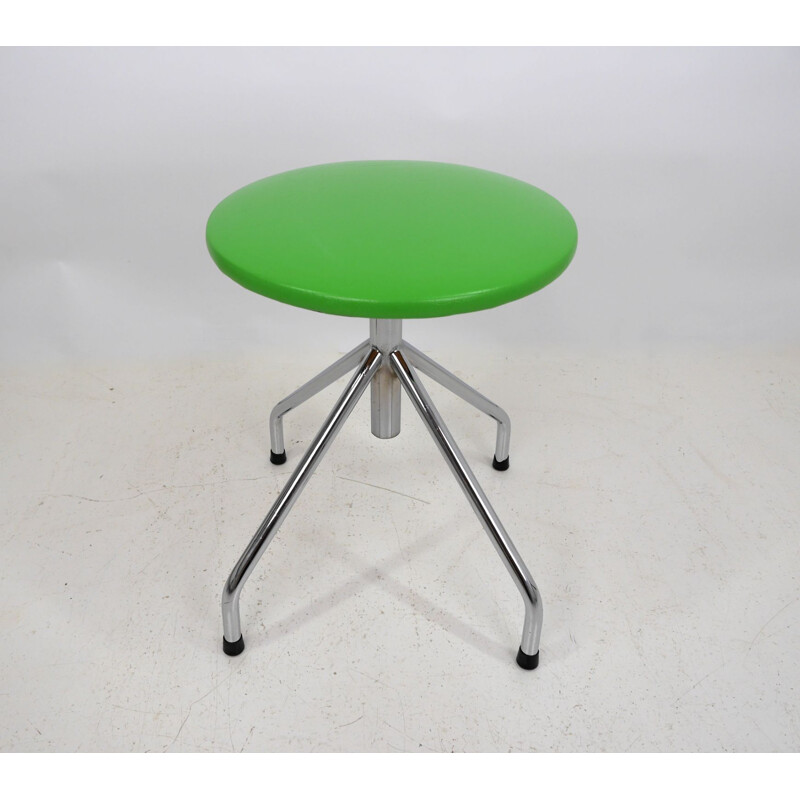 Vintage adjustable green metal stool, Germany 1970s