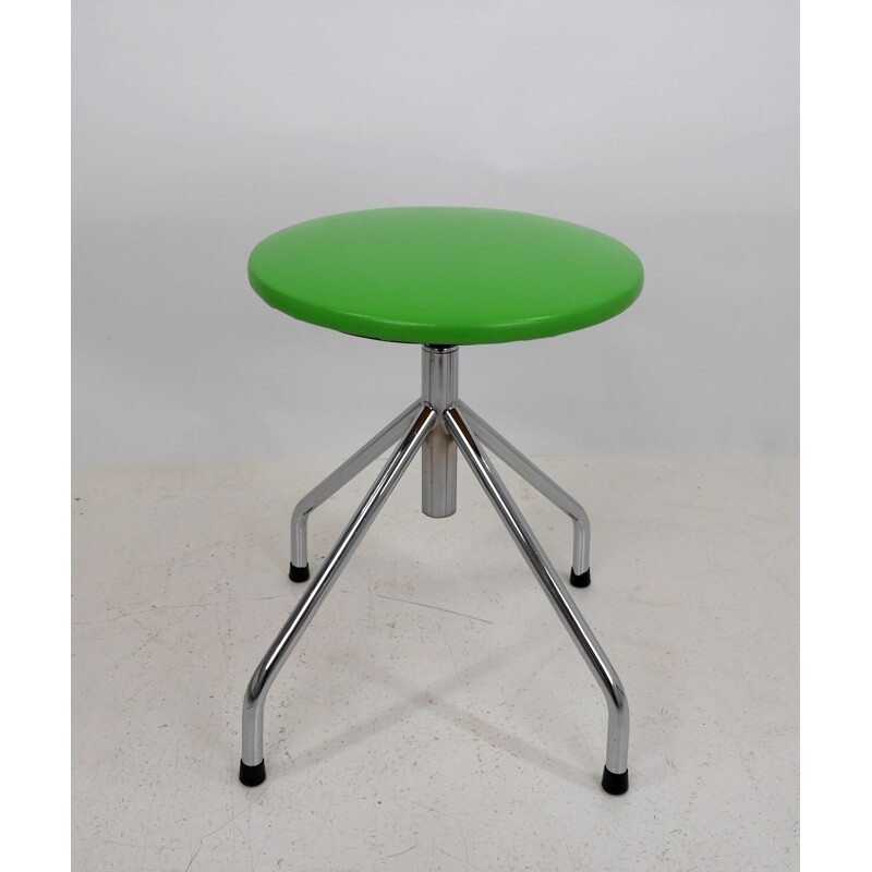 Vintage adjustable green metal stool, Germany 1970s