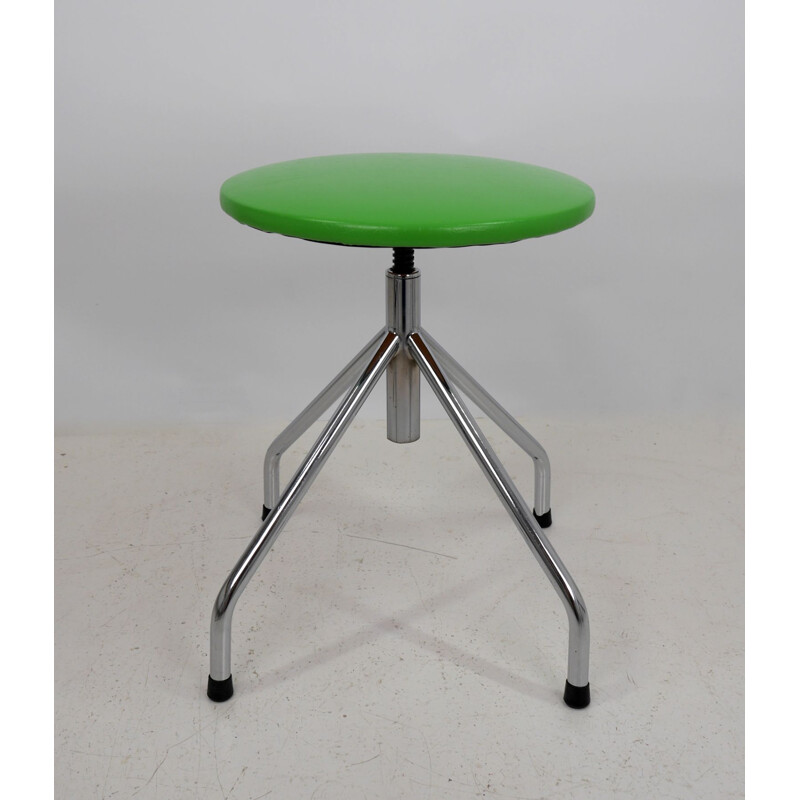 Vintage adjustable green metal stool, Germany 1970s