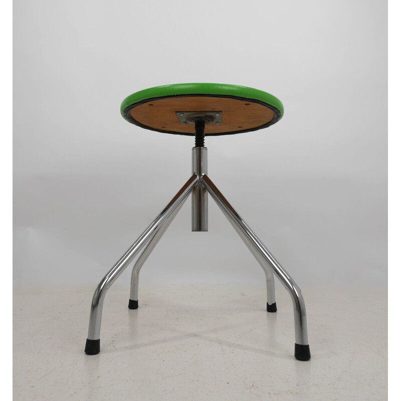 Vintage adjustable green metal stool, Germany 1970s