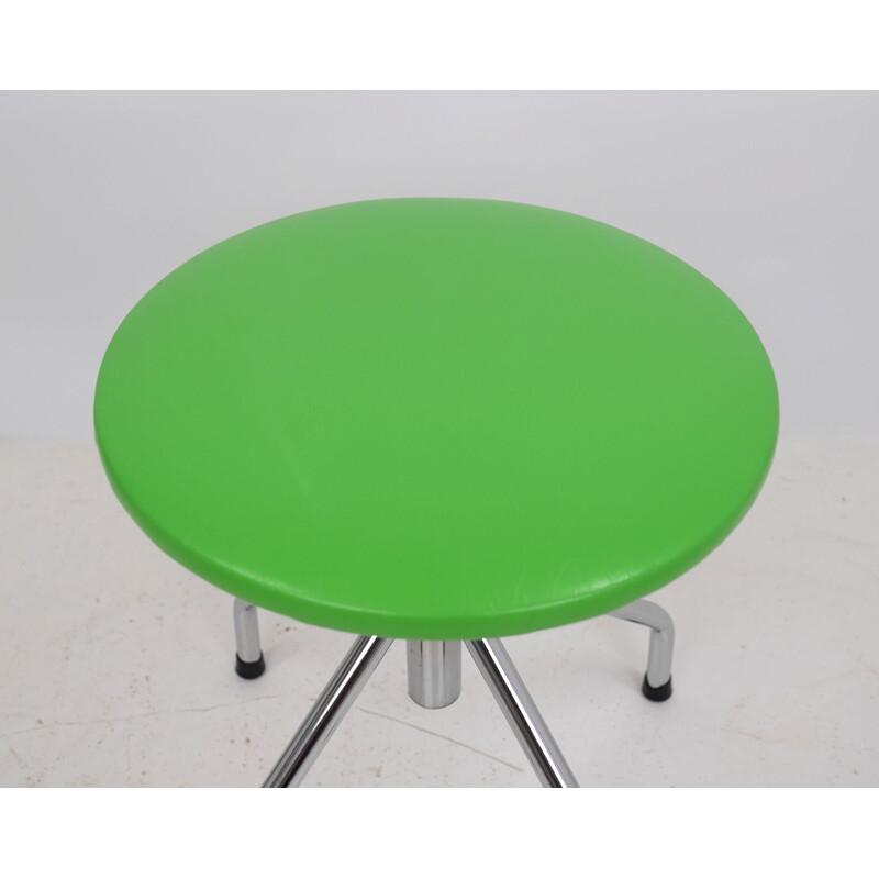 Vintage adjustable green metal stool, Germany 1970s